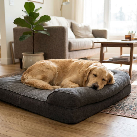Chien de grande race au repos, confort articulaire et dysplasie de la hanche