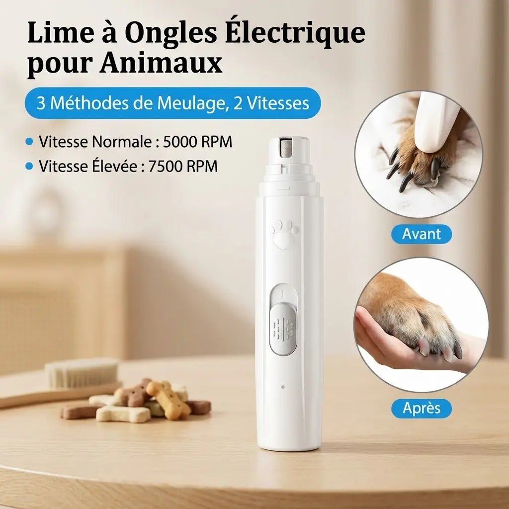 Lime à ongles Électrique Silencieux pour Chiens et Chats Sans Stress, Sans Coupure