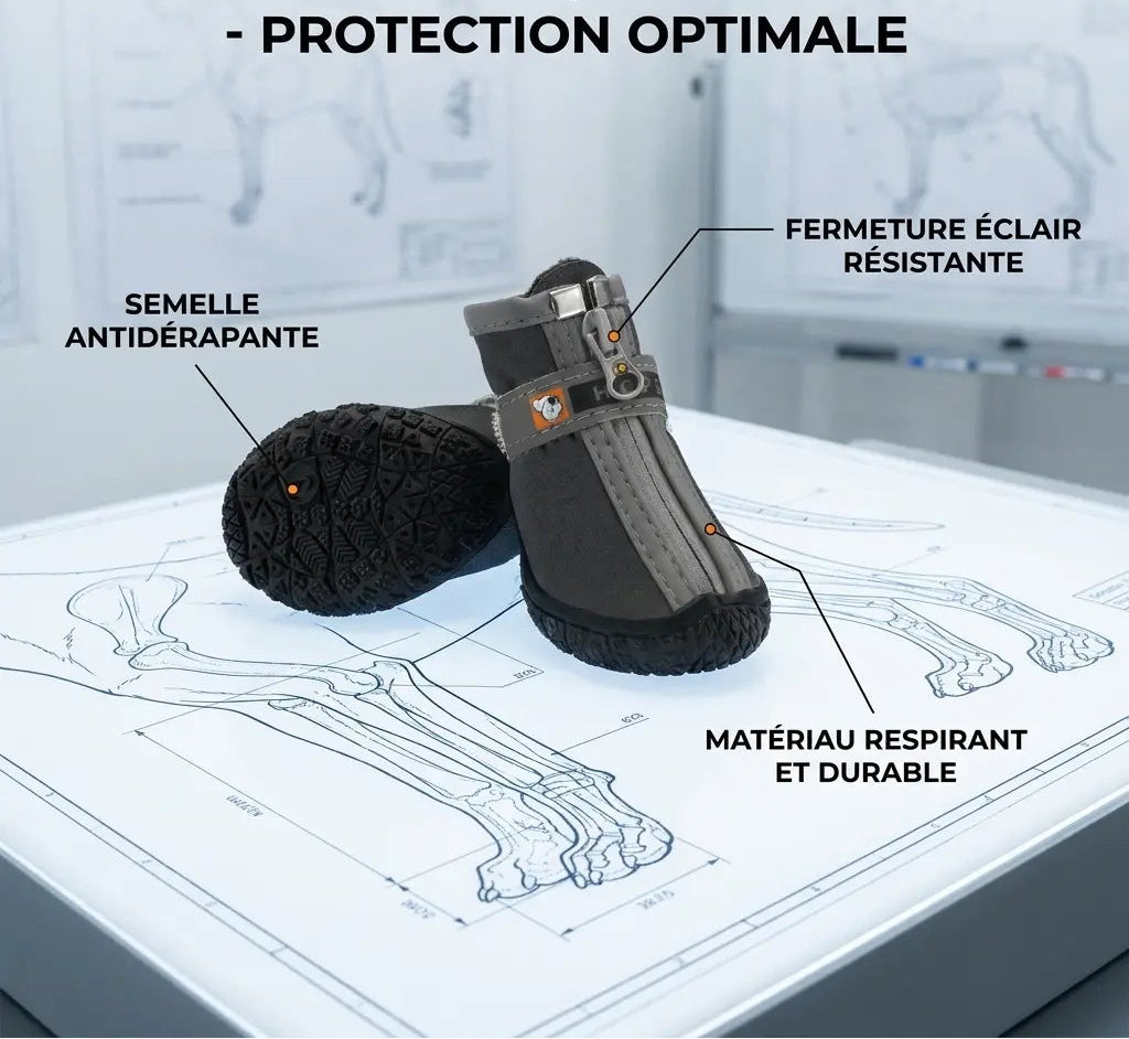 Chaussures de protection pour pattes de chien — détail semelle antidérapante