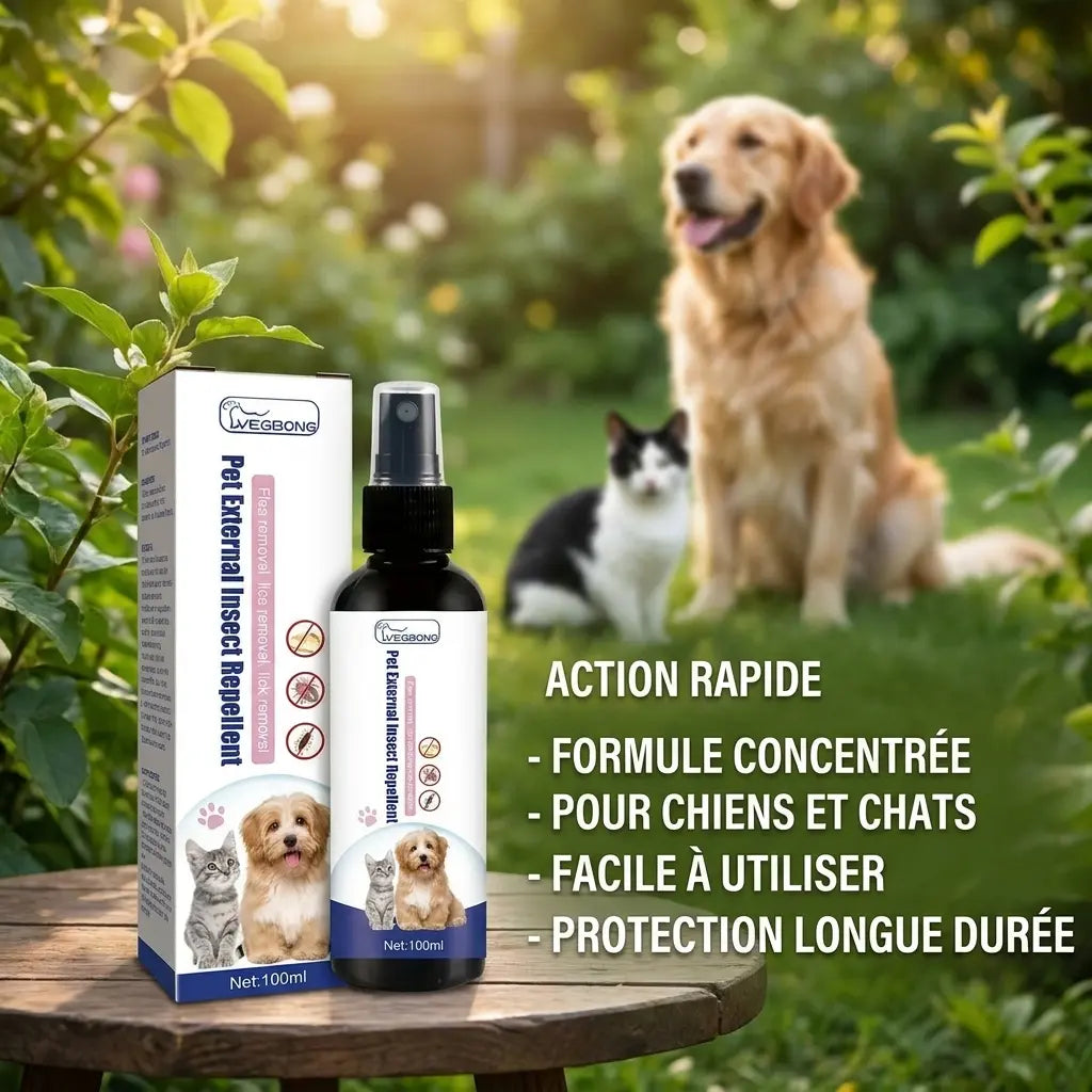 Spray antiparasitaire chien chat 100ml — application et utilisation