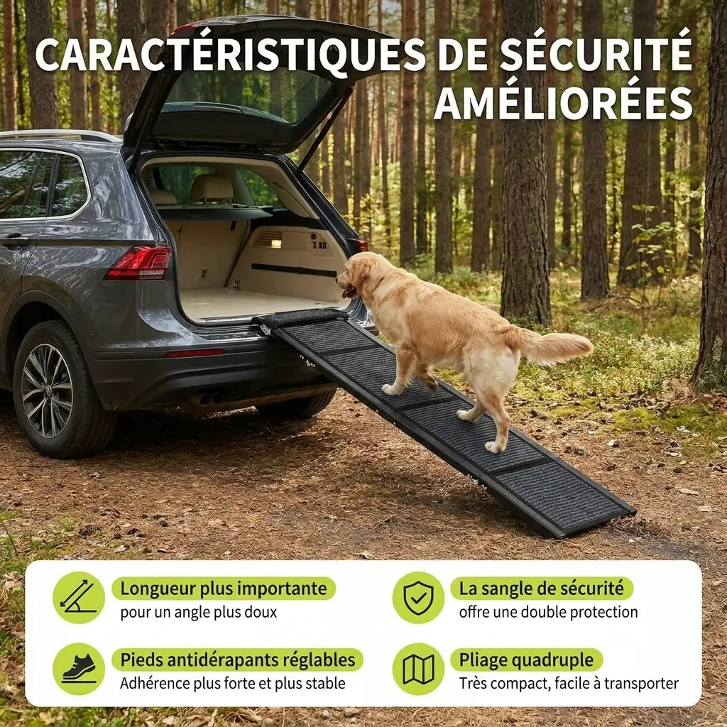 Rampe chien pliante portable jusqu'à 110 kg — surface antidérapante