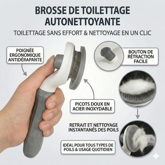 Brosse Anti-Poils chien et chat - Nettoyage rapide