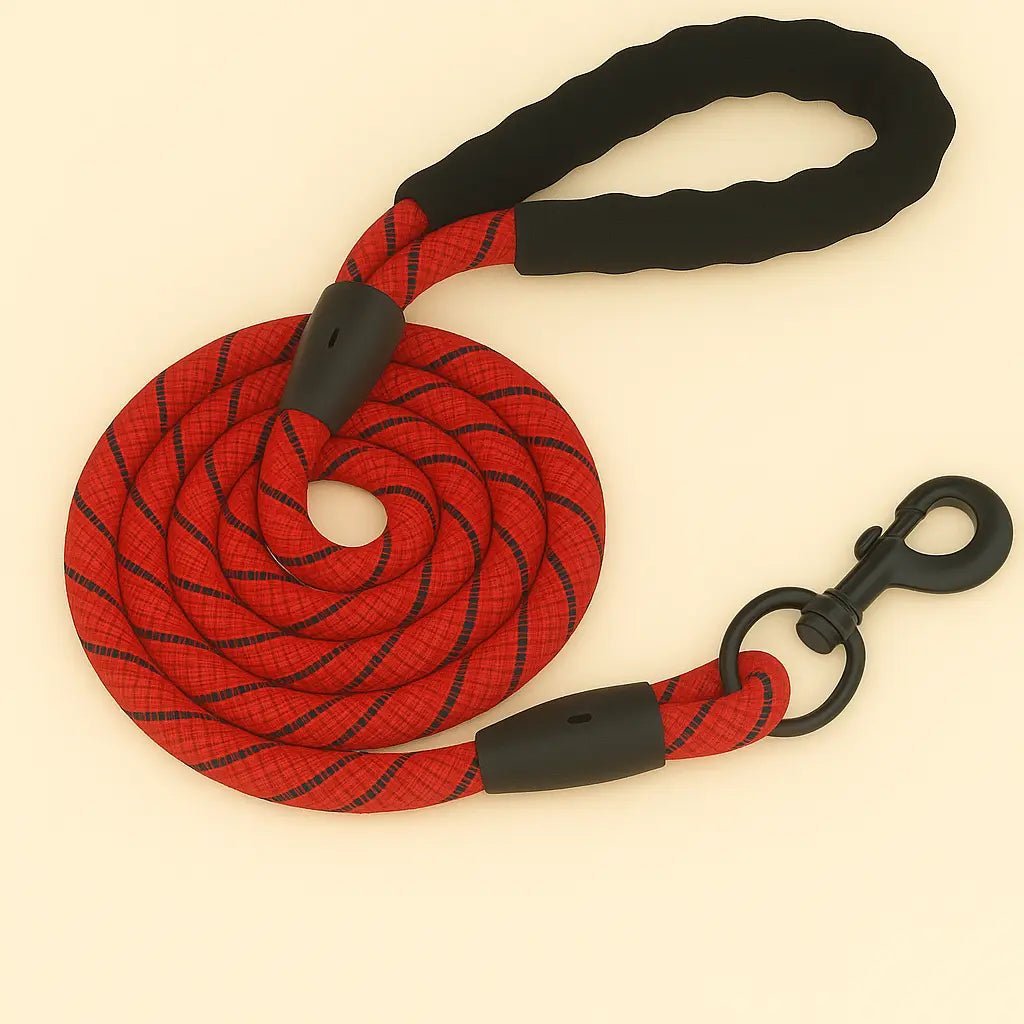 Laisse pour chien rouge 2 mètres avec poignée confortable et corde haute résistance